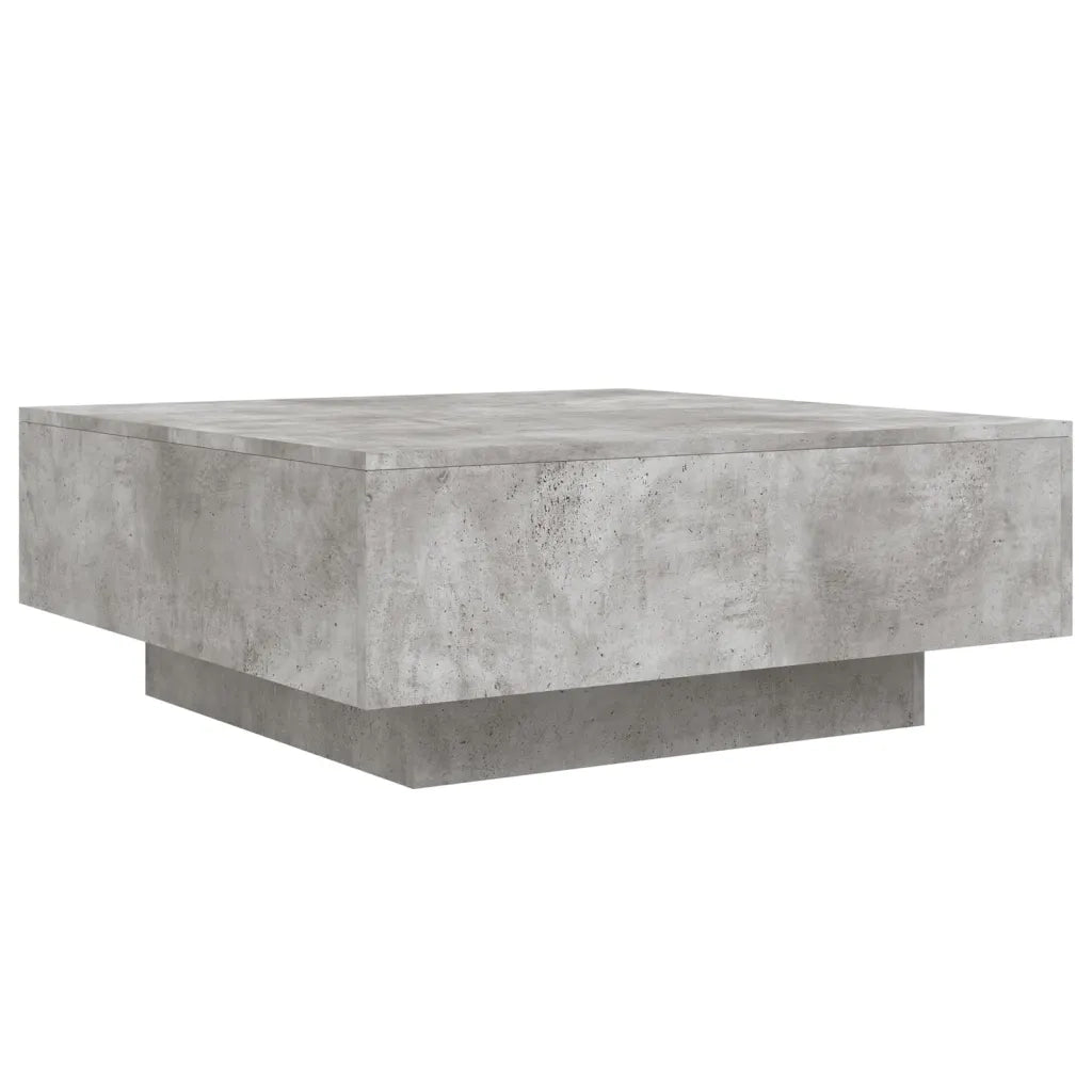 Tavolino da Soggiorno con Luci LED Grigio Cemento 80x80x31 cm 836591