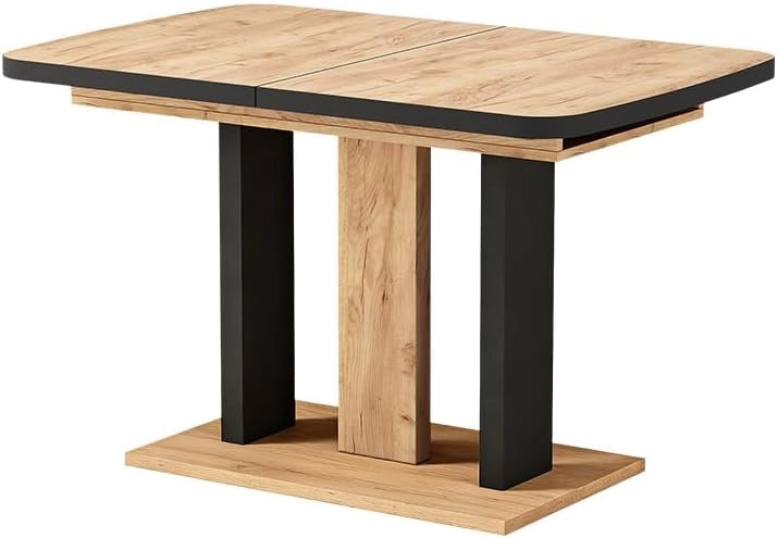 tavolo da pranzo allungabile Fenaro, Quercia dorata/bianco, 120 x 80 cm 2 parti, allungabile con prolunga a inserto per un'estensione flessibile del tavolo