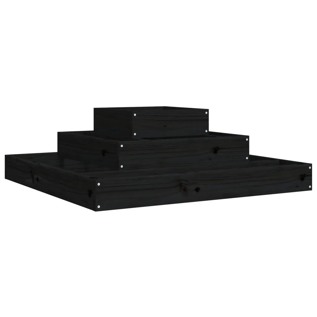 Fioriera-Vaso da Esterno-Contenitore per Piante Nera 80x80x27 cm in Legno Massello di Pino 830114