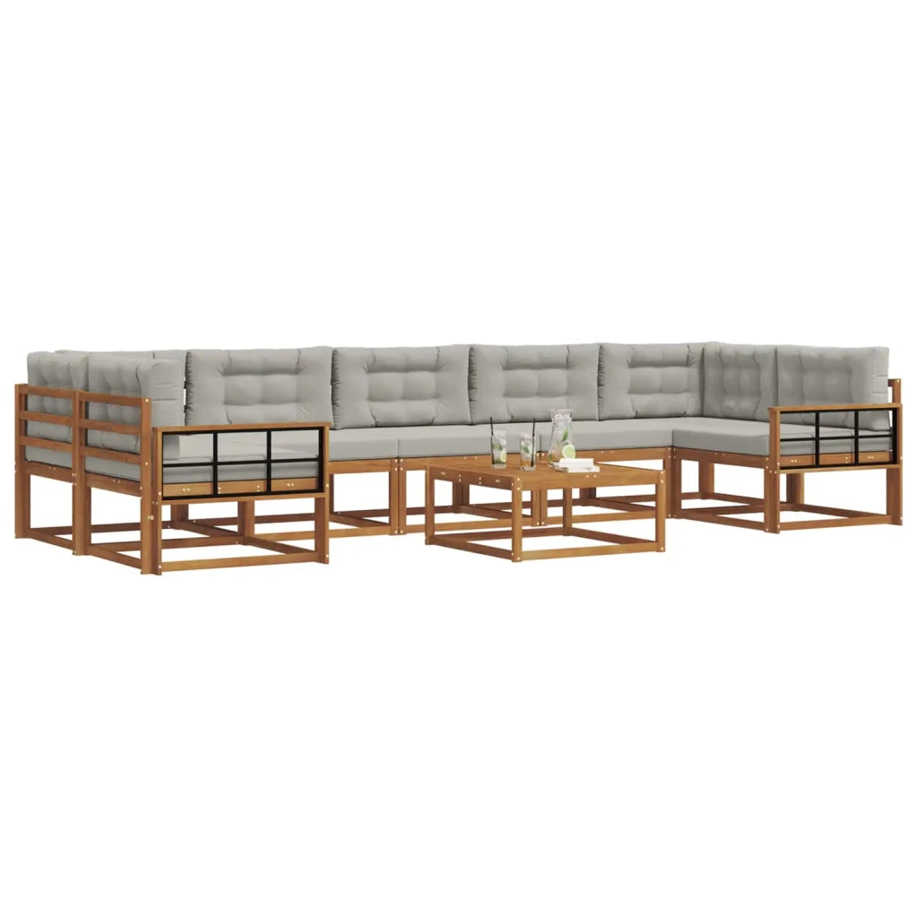 Set di divani da esterno 8 pcs Grigio Naturale e Chiaro 3367344