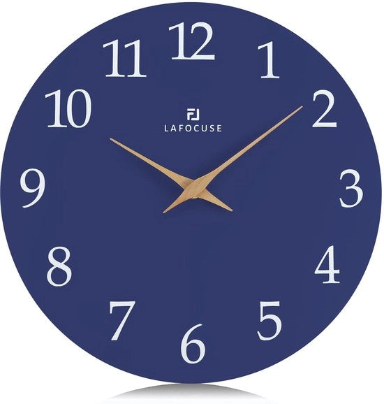 Orologio da Parete in MDF 30cm senza Batterie, Moderno e Silenzioso Orologio da Parete a Batterie, Facile da Leggere per Soggiorno, Camera, Cucina e Ufficio in Blu Marino