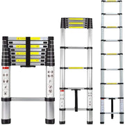 Scala Telescopica Hercules 3.8m in Alluminio Regolabile, Carico 150 Kg, Sicurezza Antiscivolo, Pieghevole 88 cm