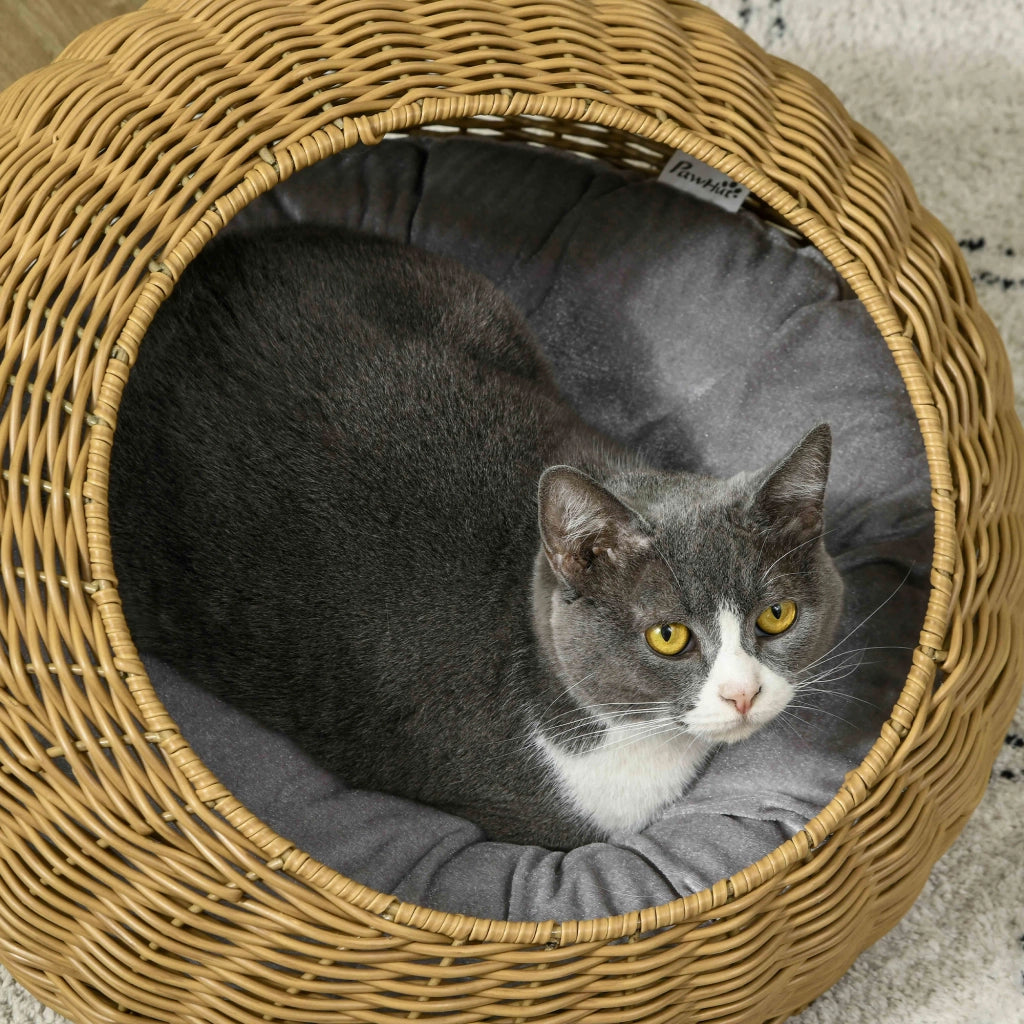 Cuccia per Gatto in Rattan Sintetico ¨C Zephmum ¨C Marrone 50x31 cm