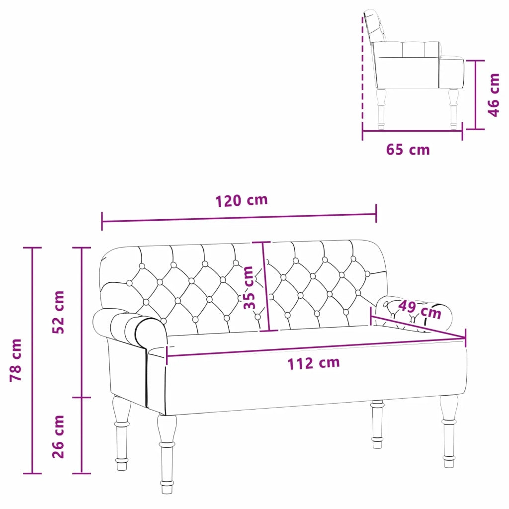 Loveseat con bottoni imbottiti Marrone 120 x 65 x 78 cm 42041839