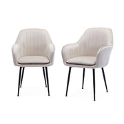Set 2 poltrone in velluto con gambe in metallo, bianco sporco