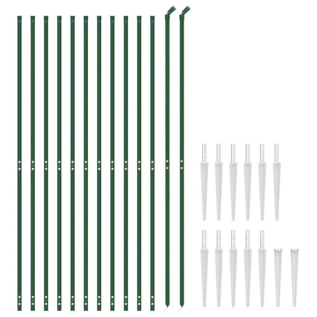 Recinzione da Giardino | Recinzione Metallica con Picchetti Ancoraggio Verde 1,6x25 m