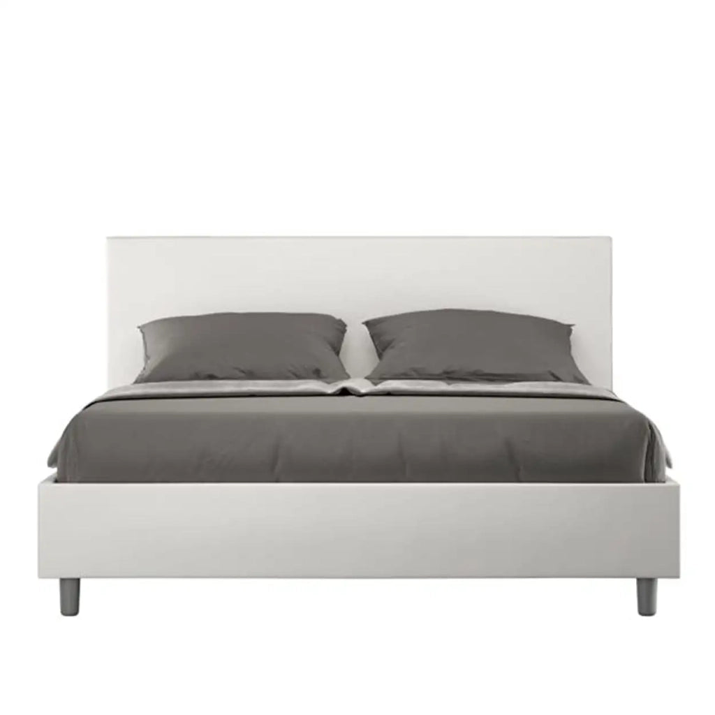 Letto matrimoniale con rete imbottito 160x190 similpelle bianco Adele
