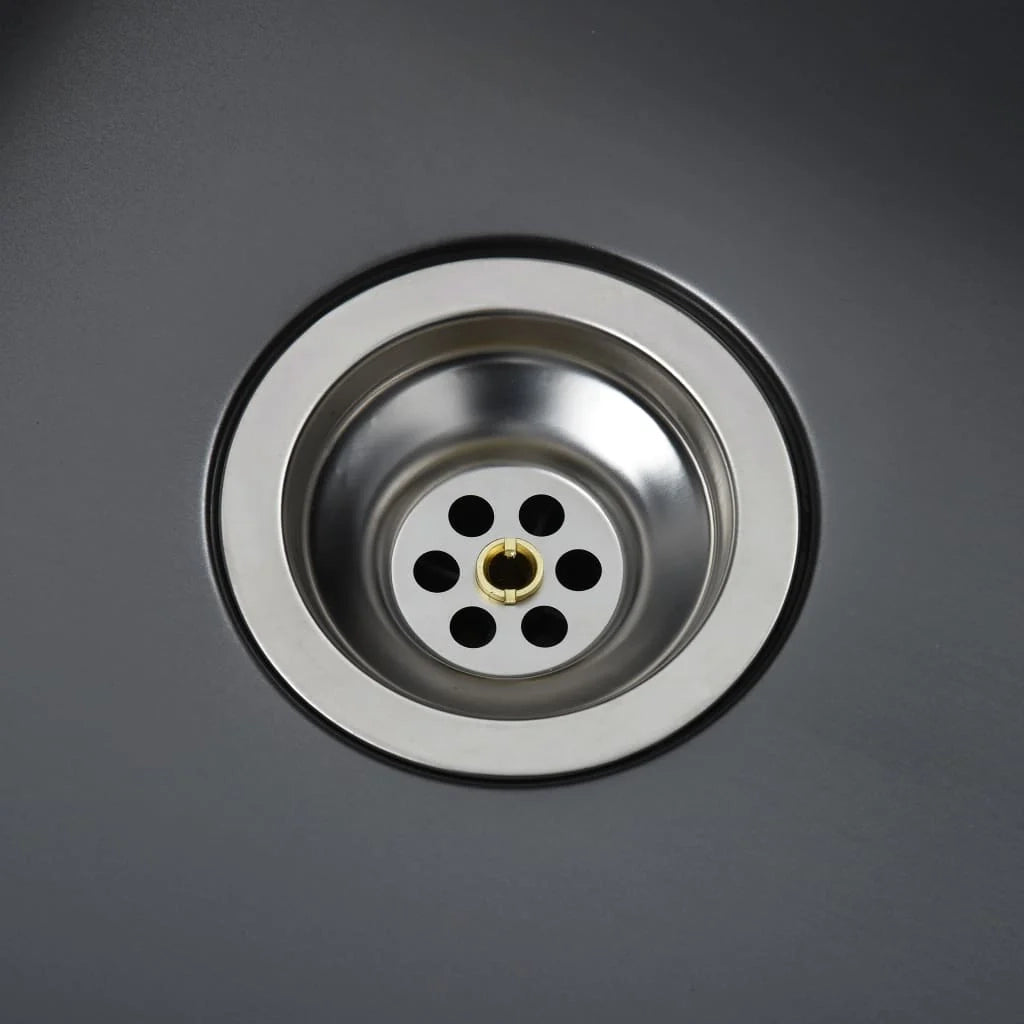 Lavello da cucina fatto a mano 100 x 44 cm acciaio inox nero 02_0002476