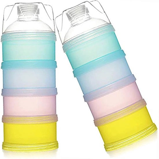 Dispensatore di polvere di latte per snack contenitore portatile di polvere di latte per bambini da 4 strati - 2 pezzi polvere di latte per formula alimentazione per neonati box per viaggi in condizioni estreme / notturne assistenza