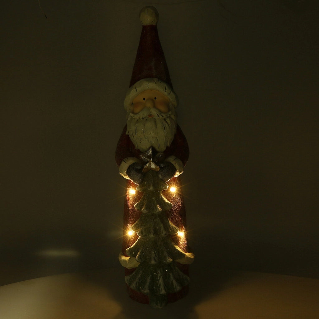 Pupazzo Babbo Natale in Resina con Led con albero rosso cm 18x19xh66