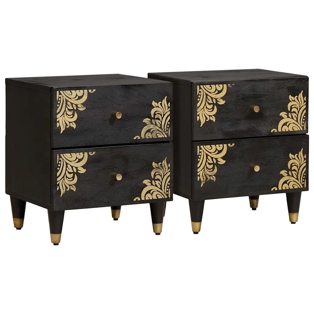 Set di 2 Comodini | Armadio da Notte | Mobiletto da notte con cassetto Nero 40 x 33 x 46 cm