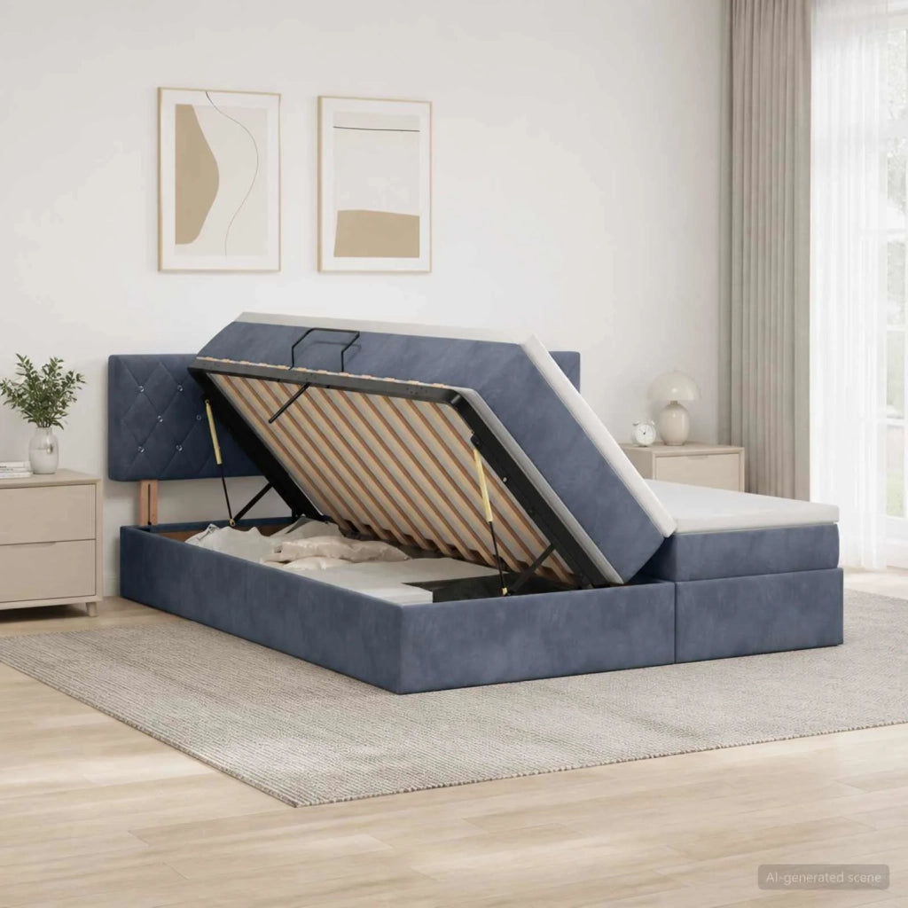 Letto con Contenitore con testiera 2 pz Grigio Scuro 3458938