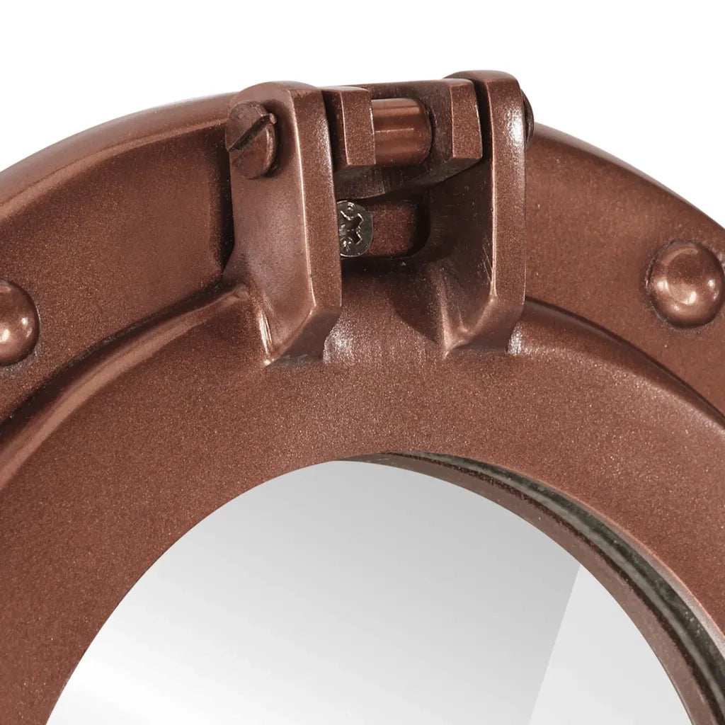 Specchio da Parete Design Oblò Ø30 cm in Alluminio e Vetro 357856