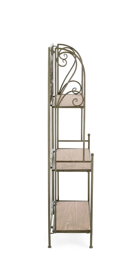 Scaffale 3 Ripiani 60x28x127 cm in Acciaio Guenda Verde Scuro