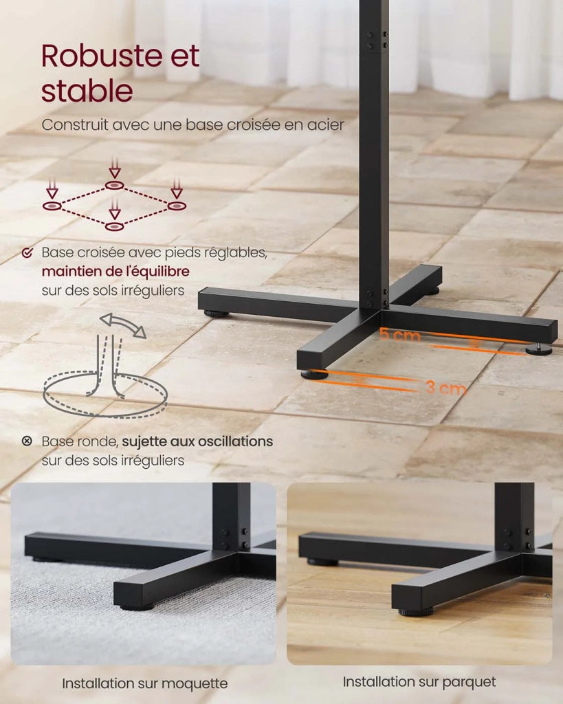 Tavolo alto da bar con struttura in metallo 60 x 60 x 1045 cm per sala da pranzo o bistrot facile da montare base a croce posti a sedere per 2-3 persone stile moderno nero 12_0007574