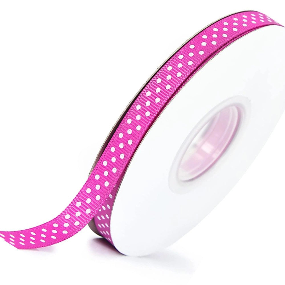 Trade Shop - Set 3 Pz Nastro Fucsia A Pois Per Bomboniere Organza Raso Decorazioni Decoupage -