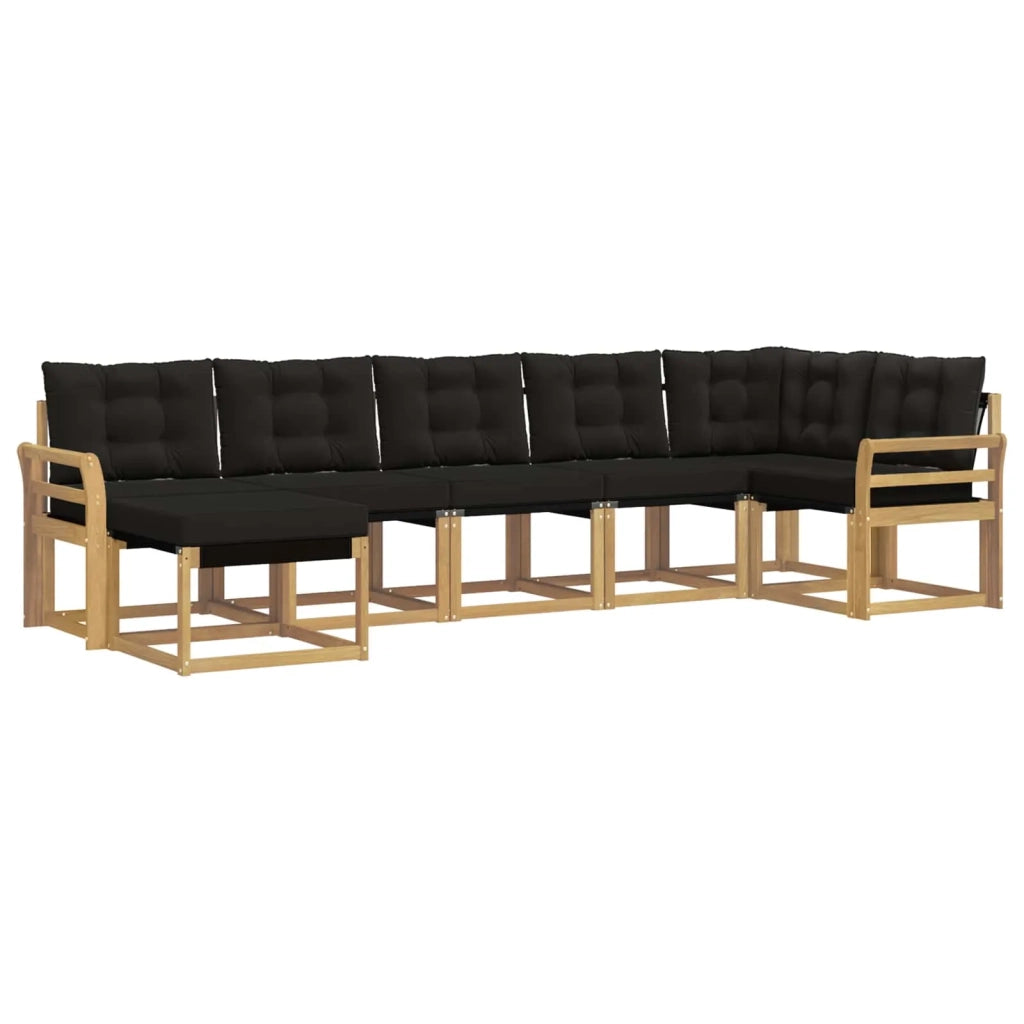 Set di divani da esterno con cuscino 7 pcs Bianco e Nero