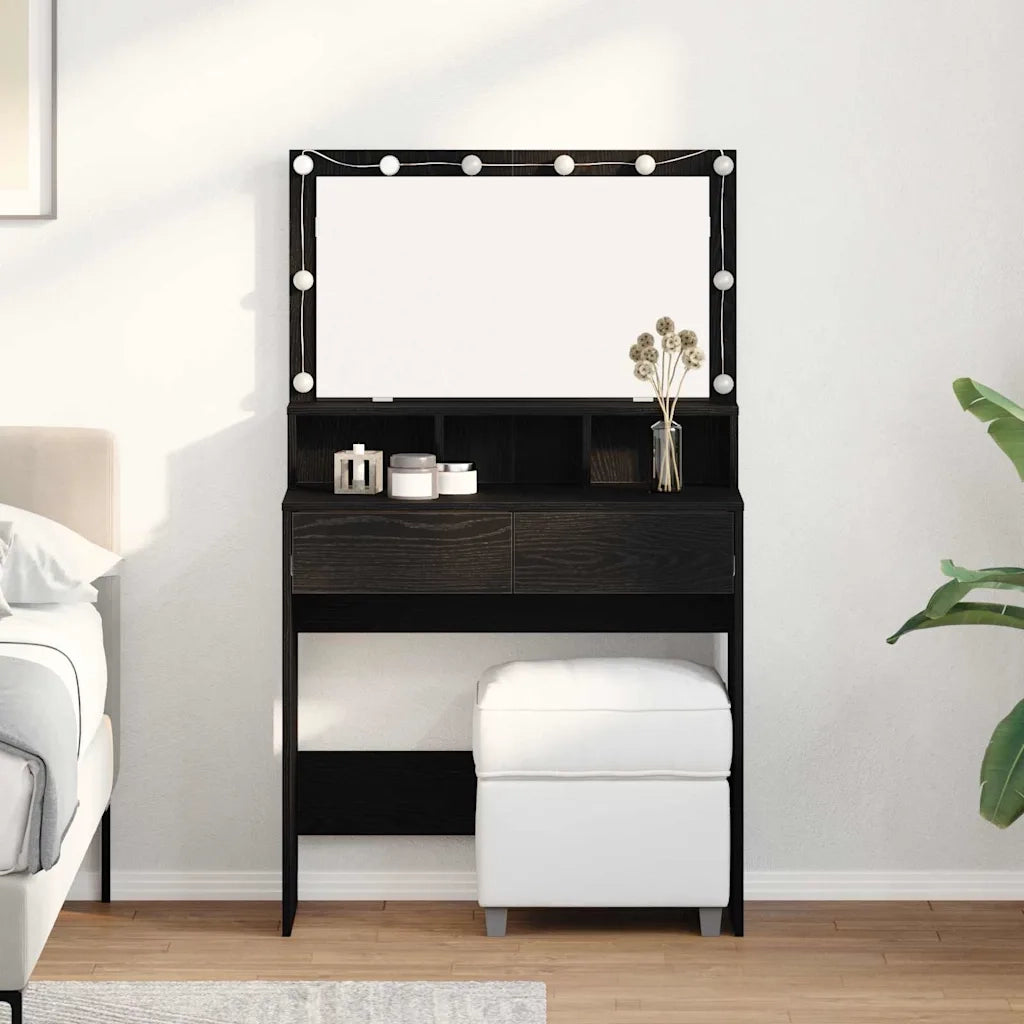 Tavolo da Trucco con cassetto Rovere Nero 80 x 41 x 134,5 cm 871539