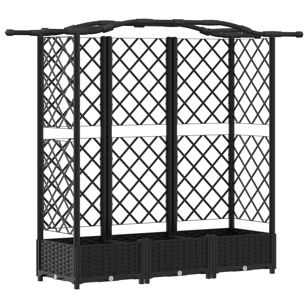 Letto Rialzato con Griglia e Tetto Nero 163 x 40 x 126 cm PP 42032534