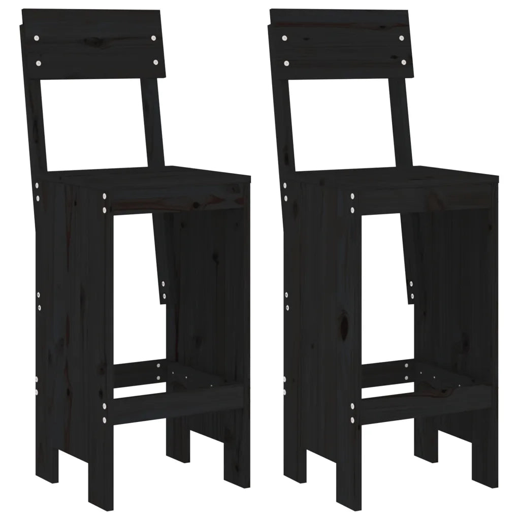 Sgabelli da Bar 2pz Neri 40x48,5x115,5 cm Legno Massello Pino 825363