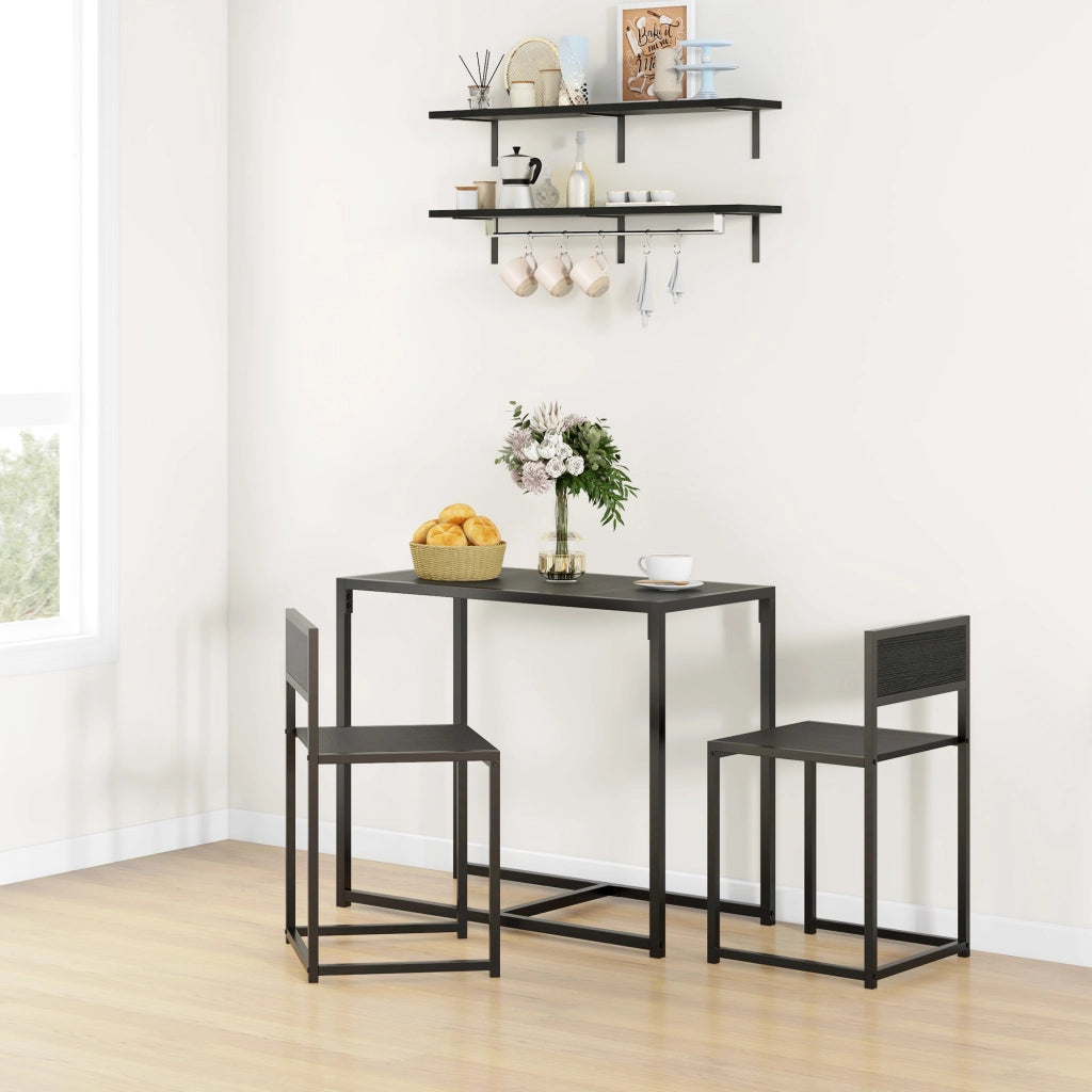 Tavolo da pranzo allungabile con 2 sedie ¨C Minimal ¨C nero