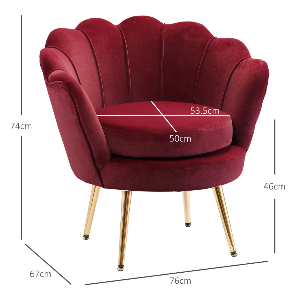 Poltrona Vintage ¨C zephmum ¨C Rosso Scuro, Tessuto, 76x67x74cm