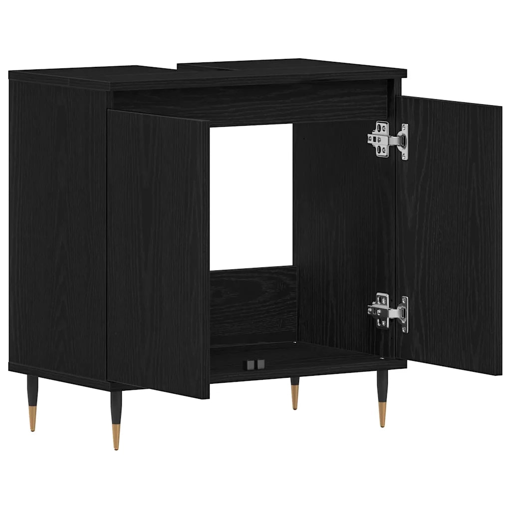 Armadio per Lavabo da Bagno Rovere Nero 58 x 33 x 60 cm 862887