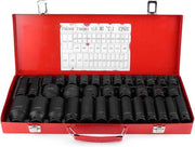 Set di chiavi a sei punte da 35 pezzi con punterie a percussione metrica 1/2 pollice 6 punte con astuccio di trasporto per ambienti domestici