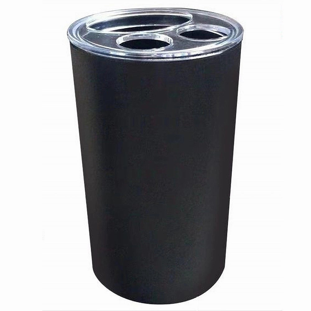 Trade Shop - Portaspazzolini Bicchiere Dentifricio Accessori Arredo Bagno Nero A 3 Fori 79194 -