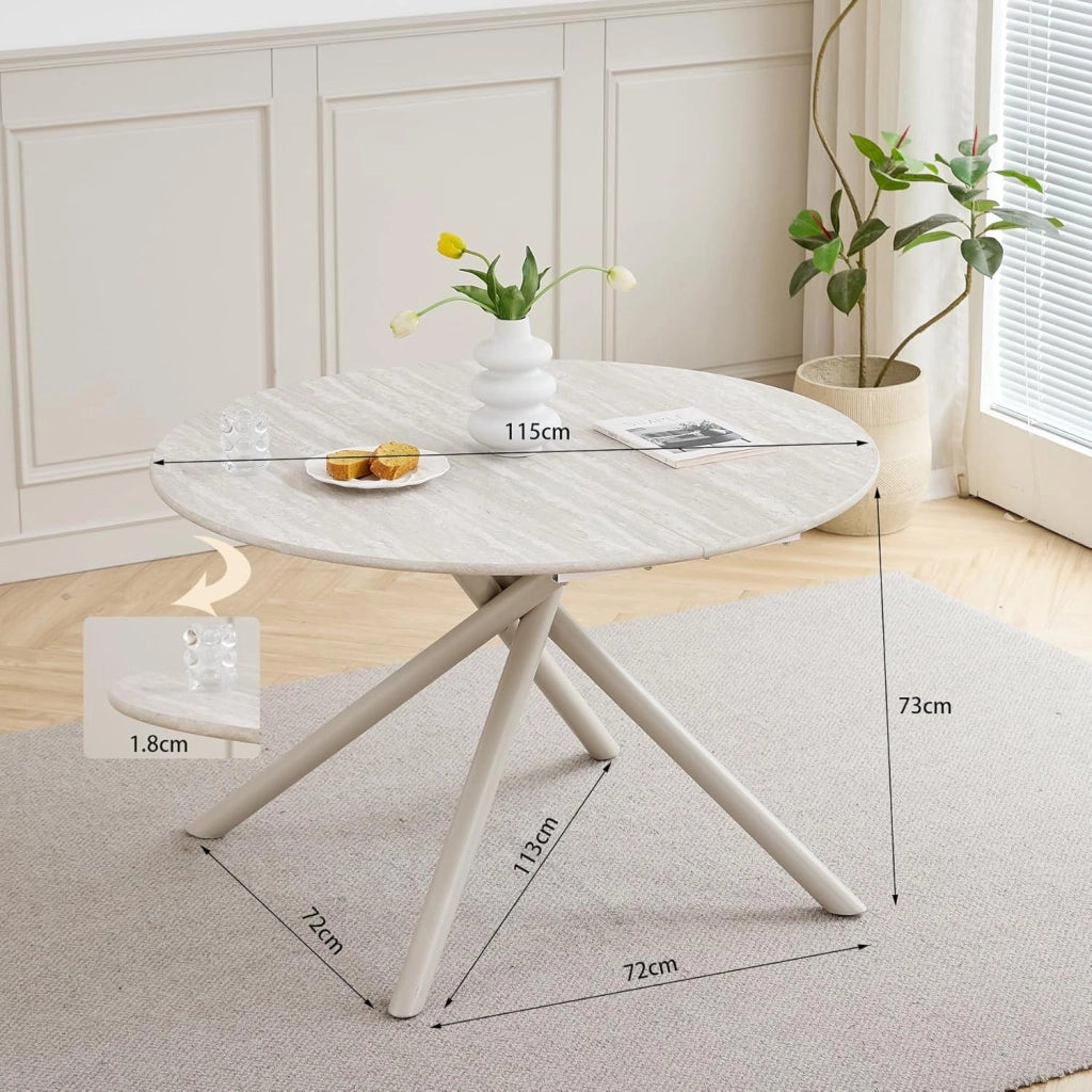 GrandCA HOME Tavolo da Pranzo Rotondo Moderno da Cucina da 115 CM, Piano in MDF con Gambe a Croce in Metallo Stabili, Adatto Per Sale da Pranzo,Appartamenti（Grigio）