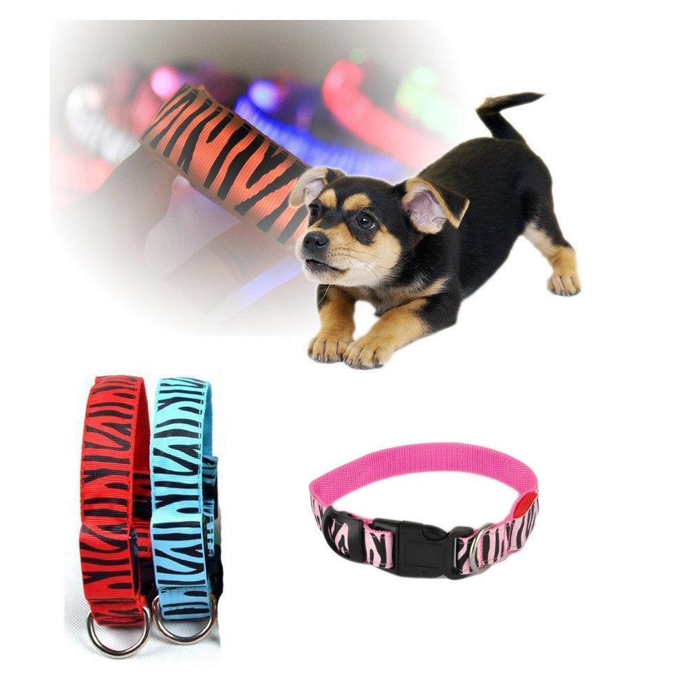 Trade Shop - Collare Per Cane Cani A Led Luminoso Sicurezza Led Notturno Clip Fantasia Tg.s -