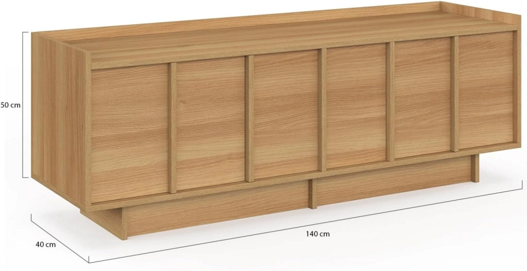 140 cm ROSIE Porta TV a 3 ante dal design minimalista in faggio