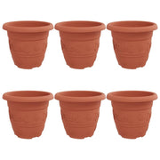 Set di 6 vasi da fiori rotondi moderni e leggeri per interni ed esterni 30 x 30 x 25 cm in plastica rosso mattone 02_0059325