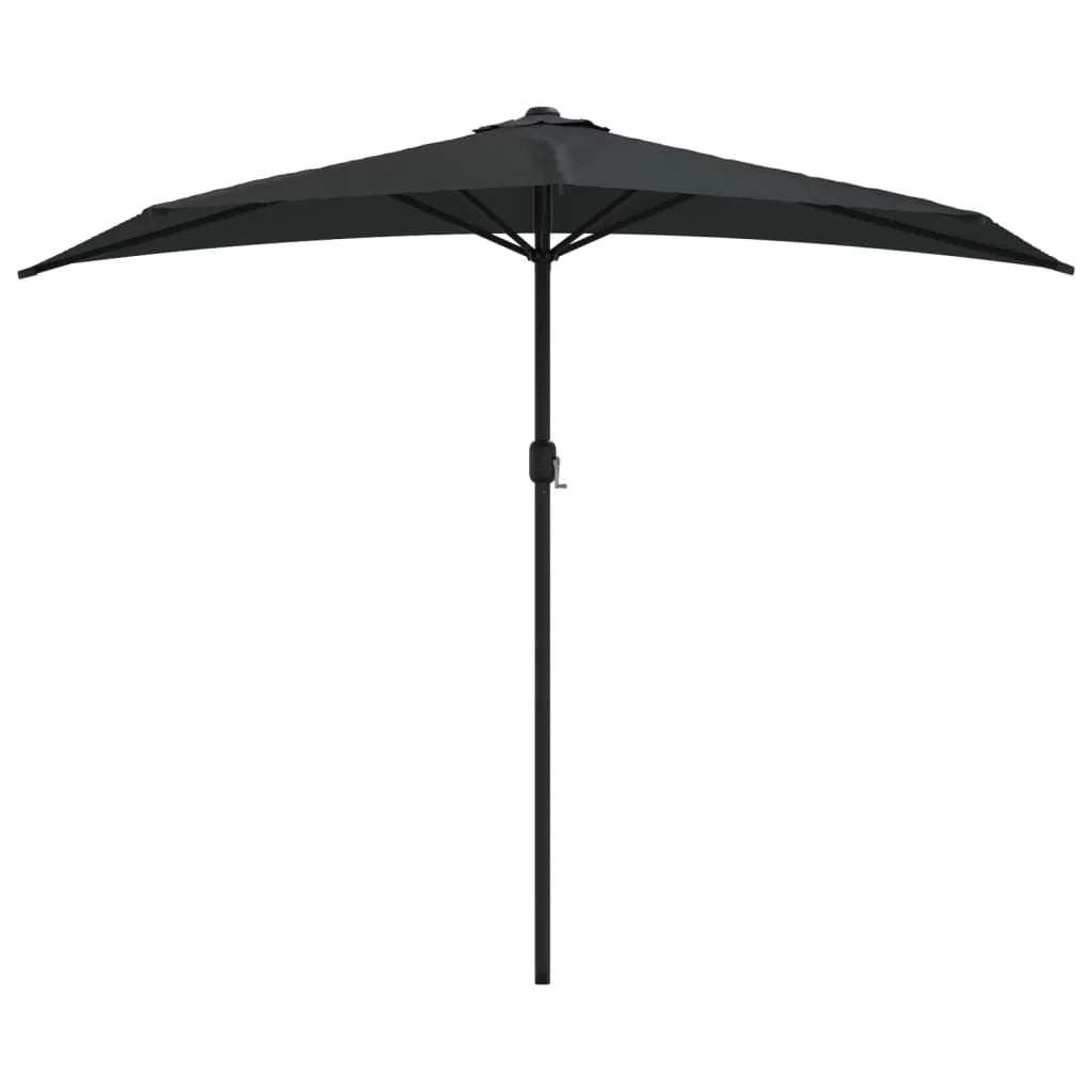 Mezzo ombrellone da balcone con palo in alluminio 270 x 135 x 245 cm nero 02_0008302