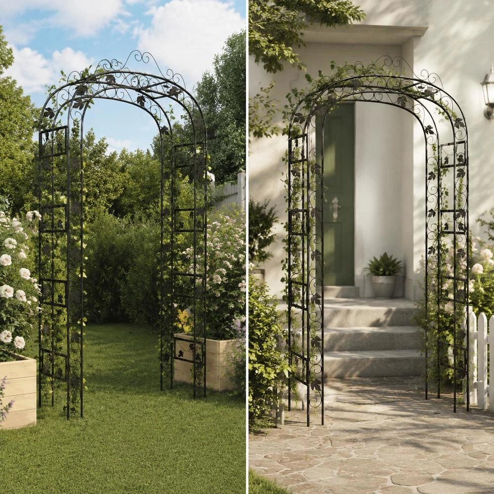 Garden Arch, Black, 116x45x240 Cm, Steel