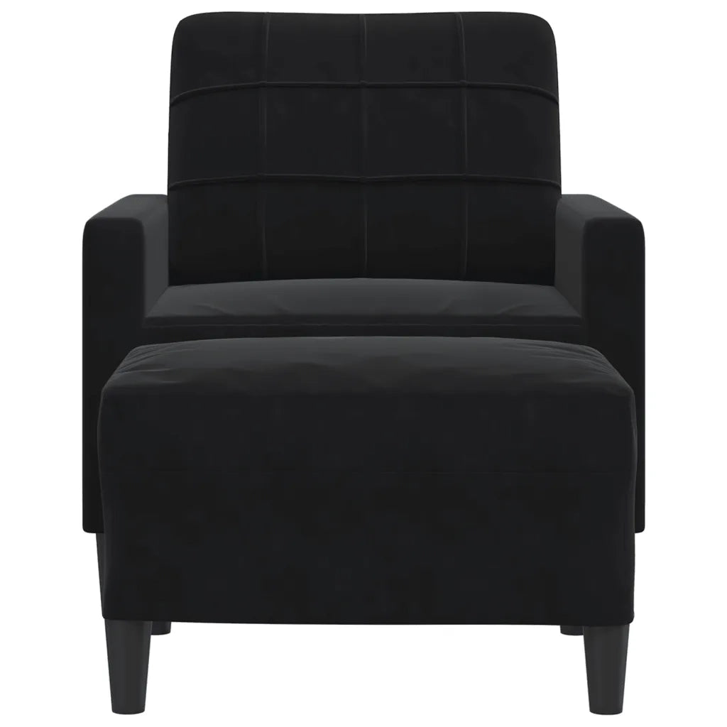 Poltrona | Sedia Relax con Poggiapiedi Nero 60 cm in Velluto
