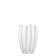 Gessato Set 6 Bicchieri Tumbler in Vetro Trasparente Soffiato a Bocca con Raffinate Fasce Verticali in Pasta Bianca Design Elegante e Artigianale