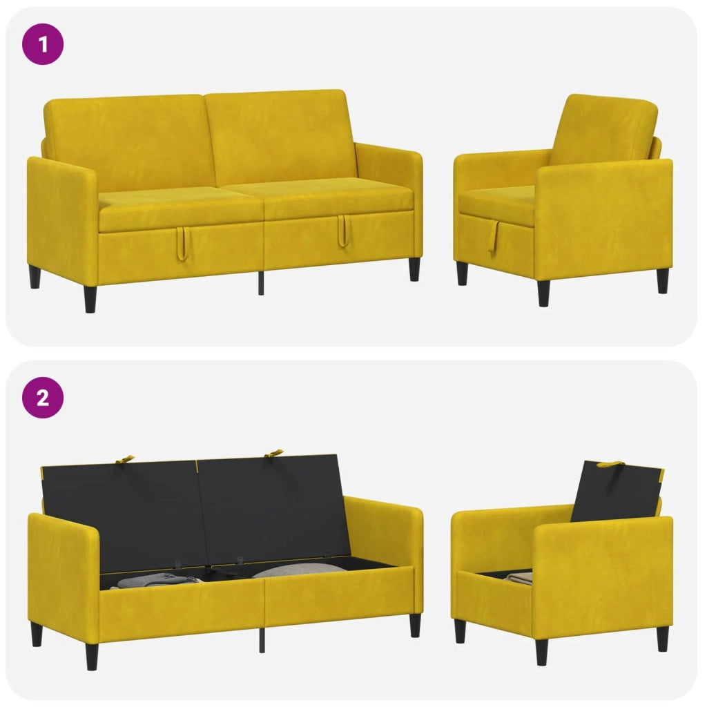 Set di Divani con Storage 2 pz Giallo Poliestere 3429225