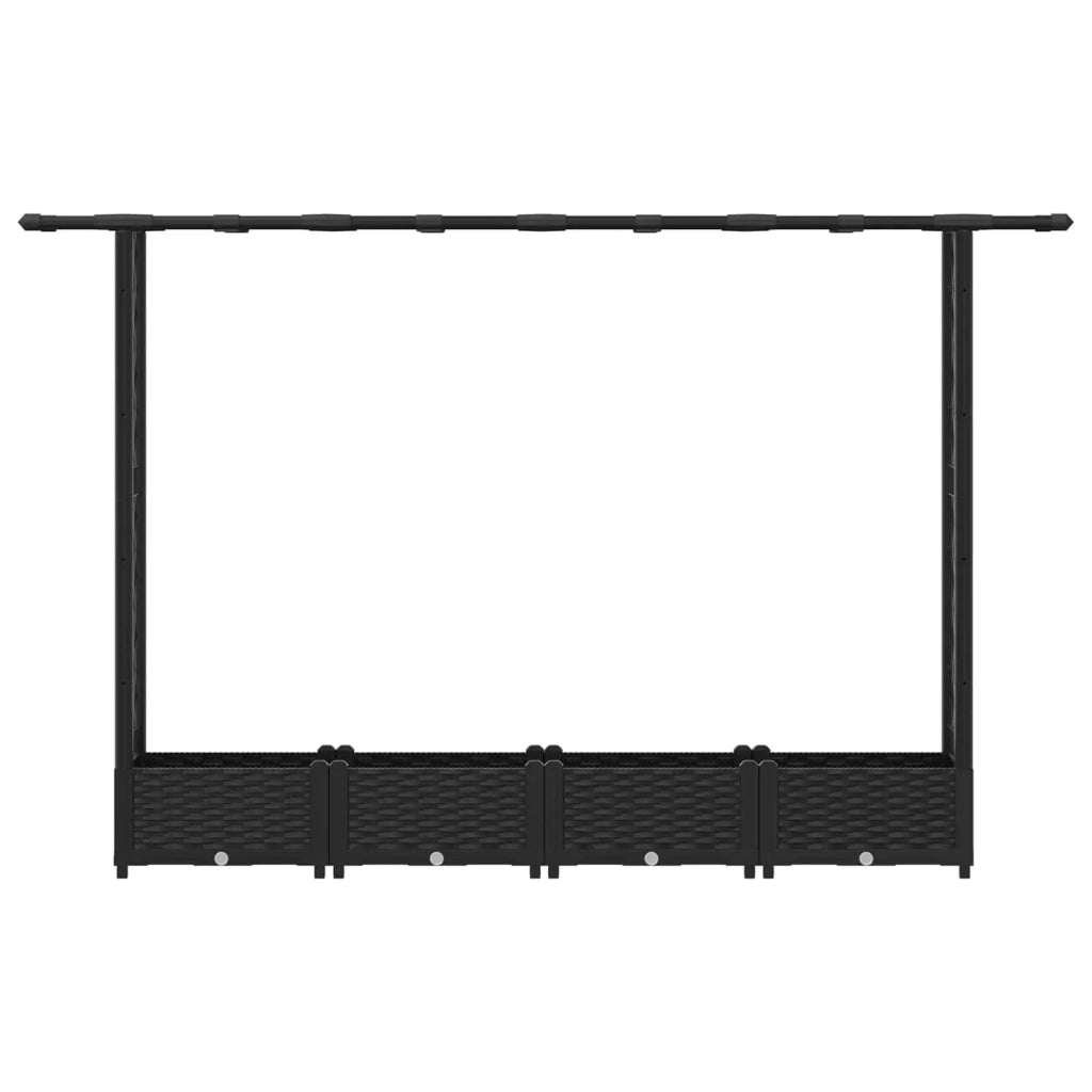 Letto Rialzato con Griglia e Tetto Nero 203 x 40 x 123 cm PP 42032541