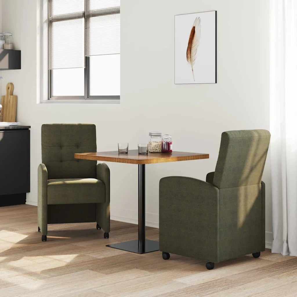 Sedie da Pranzo con Ruote 2 pcs Verde militare 58 x 67 x 97 cm 42017899