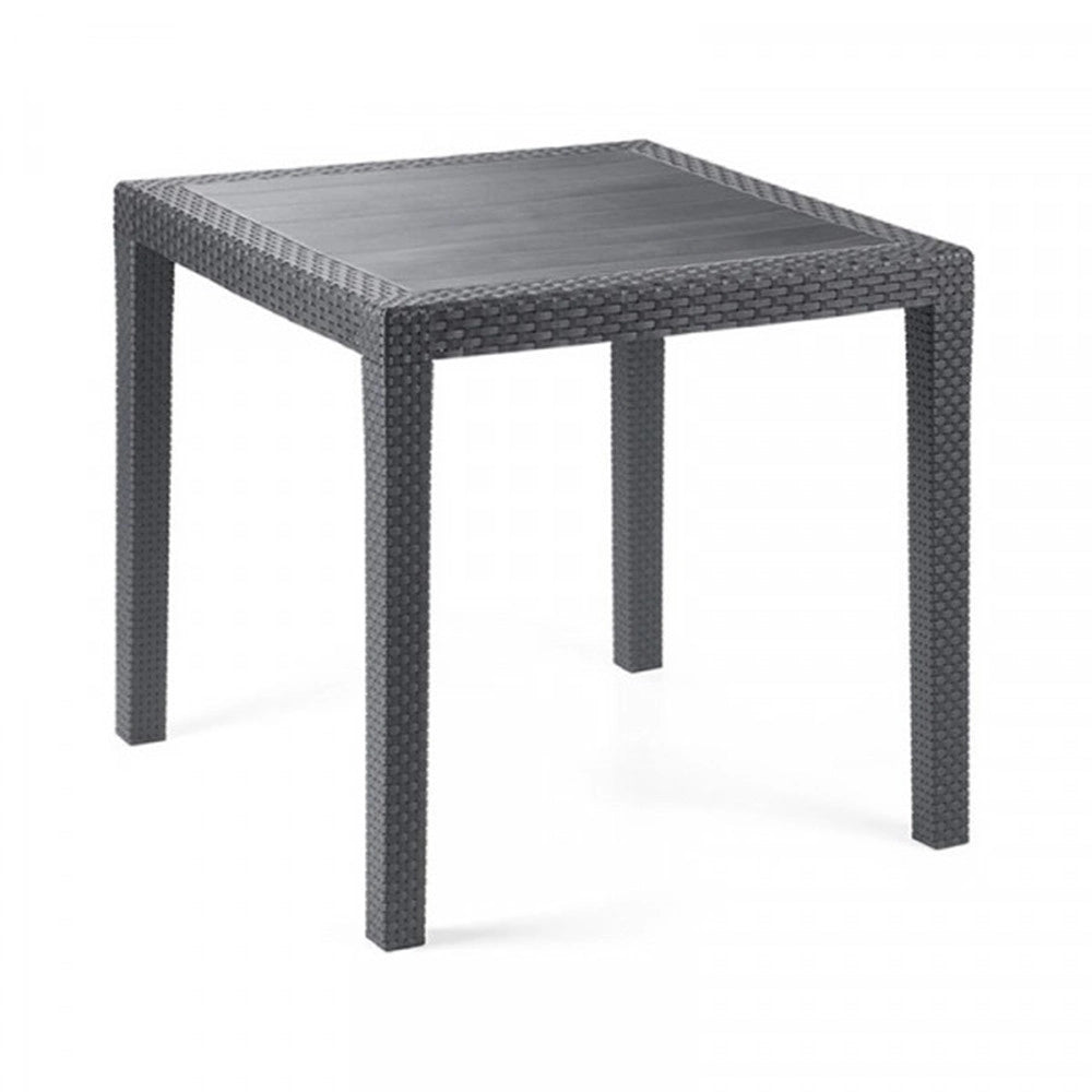 Trade Shop - Tavolo Tavolino Quadrato Effetto Finto Rattan Vimini Antracite 79x79x72cm Bar Casa 052024 -