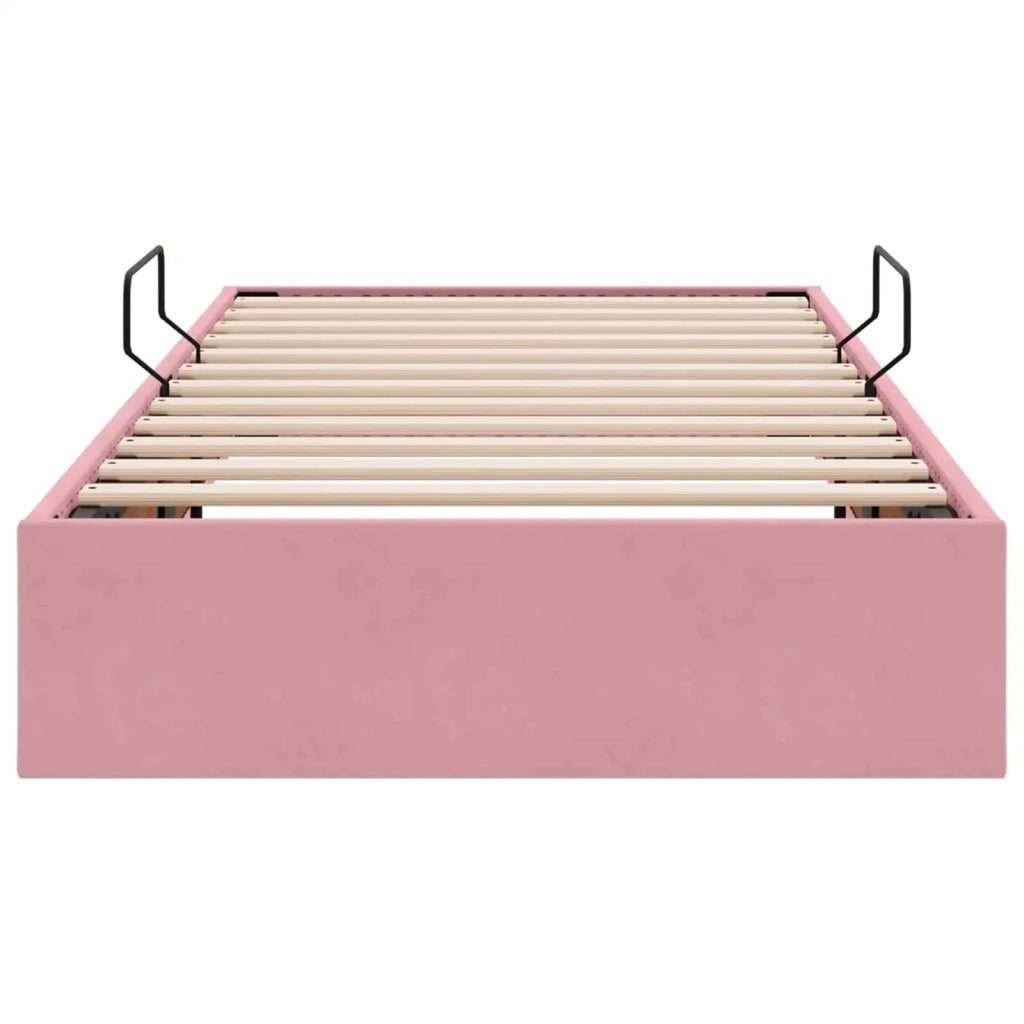Letto ottomano con archiviazione Rosa 90 x 200 cm Velluto