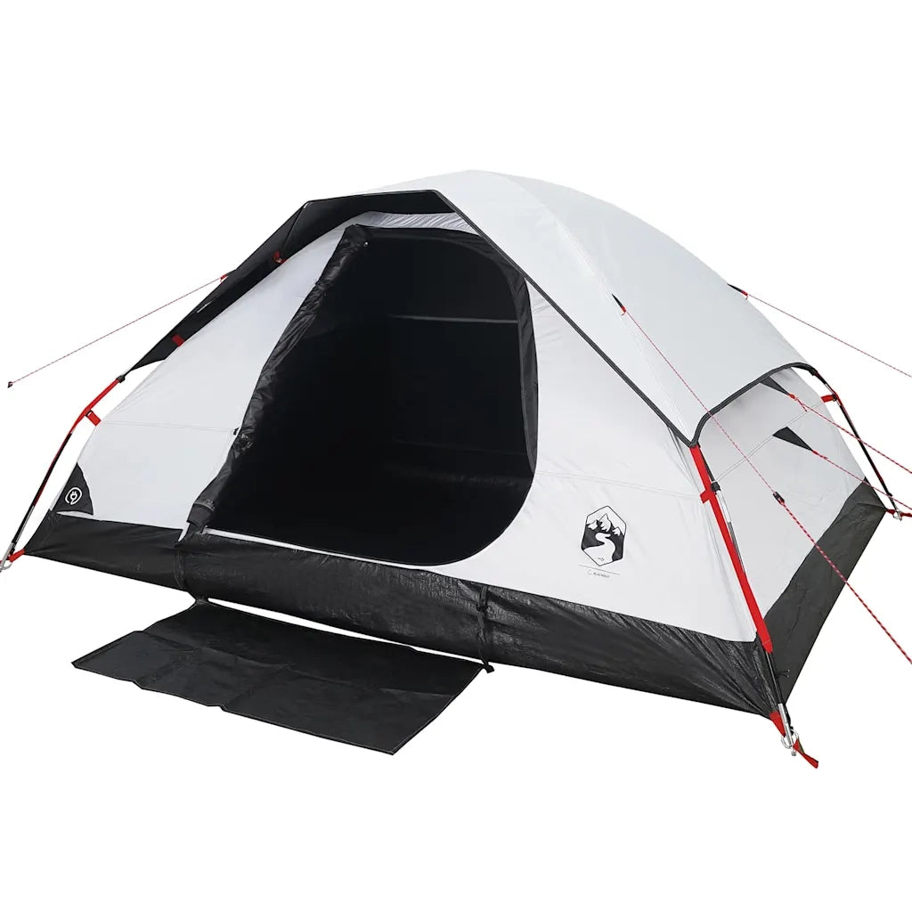 Tenda Familiare a Cupola 6 Persone-Tenda da campeggio Bianca Tessuto Impermeabile 570556
