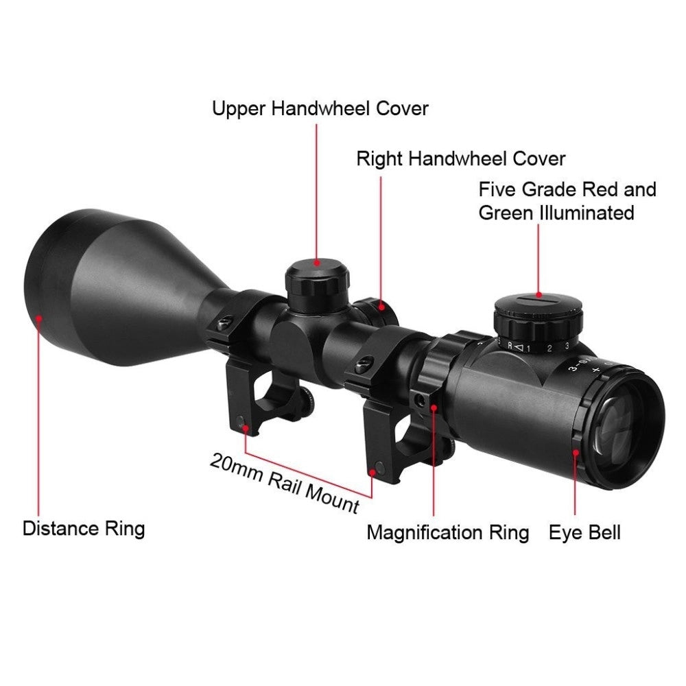 Trade Shop - Mirino Ottico Di Precisione Per Fucile Per Carabina Reticolo Illuminato 3-9x56e -
