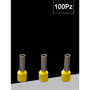 Trade Shop - Confezione 100pz Tubetto Capicorda Isolato Per Cavi Da 2.5mm² Terminale 8mm E2508 - Giallo
