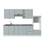 Cucina componibile Fame-Line Blu-grigio chiaro/Bianco 280 cm, PL Antracite Vicco