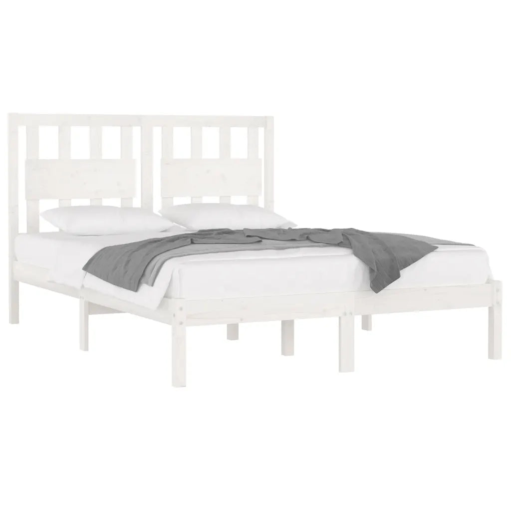Giroletto Bianco in Legno Massello Pino 150x200cm 5FT King Size cod mxl 64378