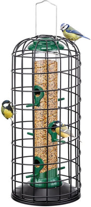 Vogelvoederstation in metallo, resistente all'usura, per piccoli uccelli e uccelli selvatici, con protezione per il becco, da appendere, dimensioni 38 cm