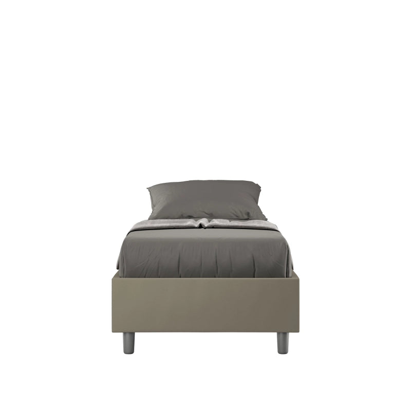 Letto Sommier imbottito Singolo 80x200 cm Azelia - Similpelle,Senza rete,Cappuccino