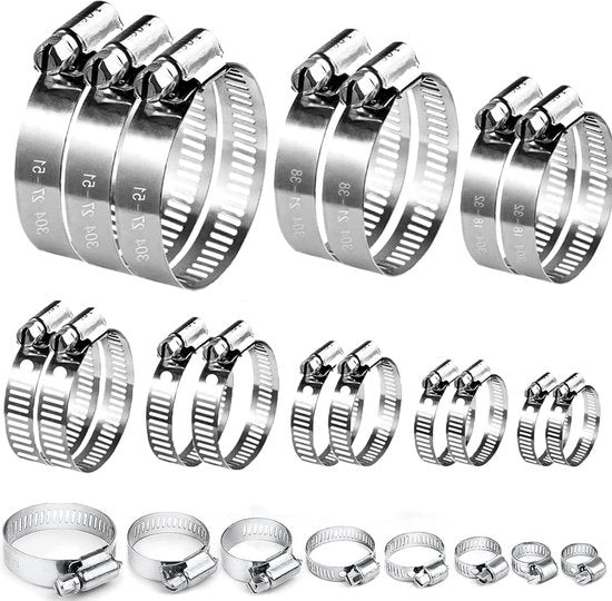 Set di viti a gomito 90 pezzi - 304 acciaio inossidabile - set di viti a gomito adattabili con varie dimensioni - 6-51 mm - per gas, acqua e giardino